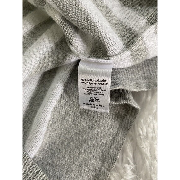 Time And Tru Sweater Top Gray Striped Size XL Pullover Long Sleeve 16-18 - Picture 9 of 13